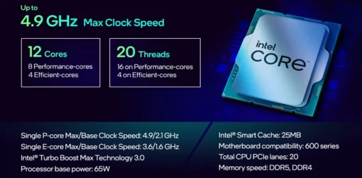 Intel Core i7-12700F – CPU Core i7 12th Gen Alder Lake 12-Core (8P+4E) 2.1 GHz LGA 1700 65W Desktop Processor –  TRAY - Image 2