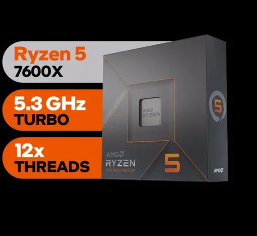 CPU AMD Ryzen 5 7600X – 6-Core 4.7 GHz – Socket AM5 – 105W Desktop Processor – 32MB L3 Cache – with AMD Radeon Graphics controller