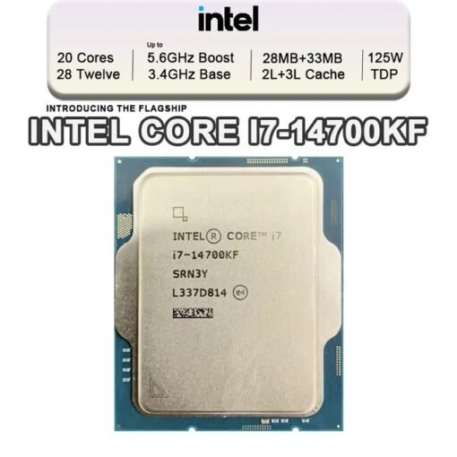 CPU Intel Core i7-14700KF – Raptor Lake Core i7 14th Gen 20-Core (8P+12E) LGA 1700 125W , Up to 5.6 GHz Unlocked, 33MB Cache , None Integrated Graphics Desktop Processor – Tray - Image 2
